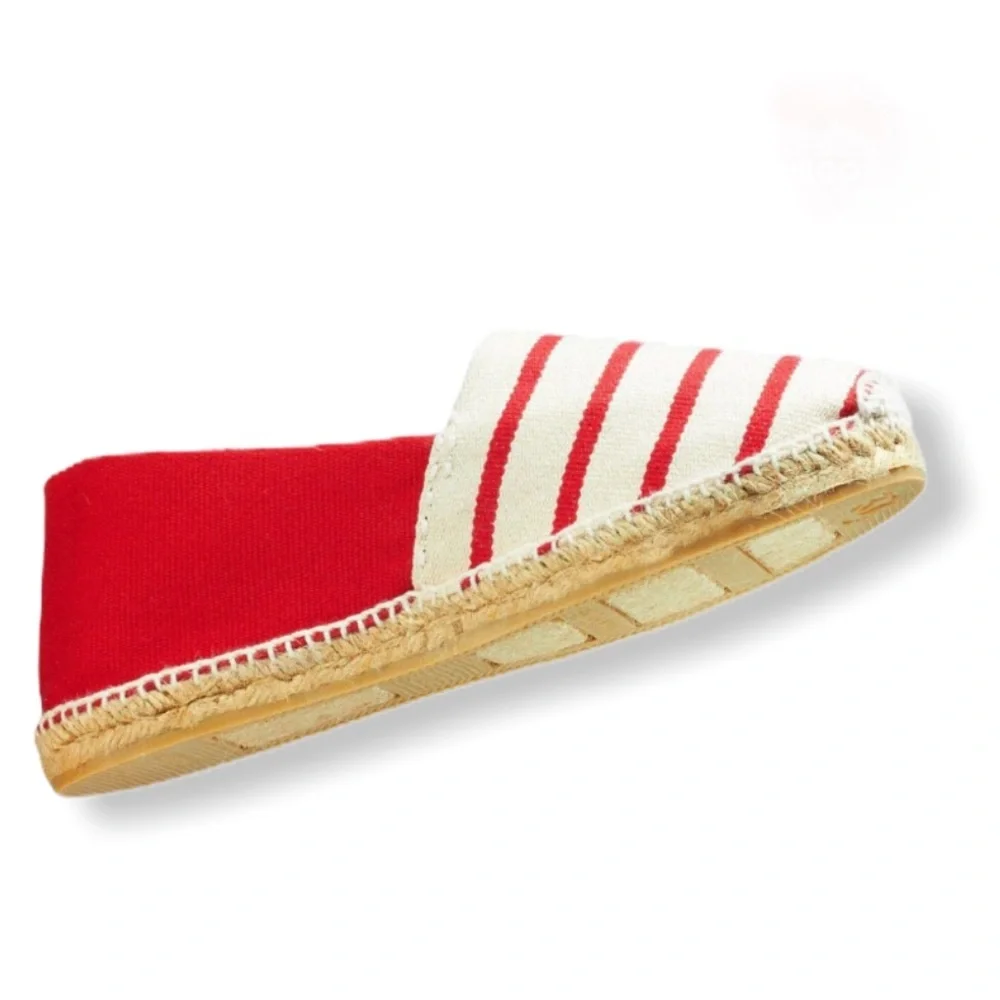 Cousu Main Classic flat Red & Ivory espadrilles